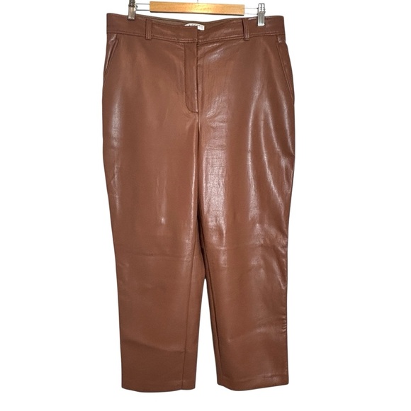 Babaton Aritizia Command Cropped Vegan Leather Trouser Pant Women's Size 14 - Picture 3 of 5